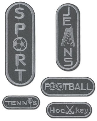 Аппликация термоклеевая комплект коллекция Sport/ цв.серый/ 5 размеров-овал/ арт.R2377/ фас.60шт
