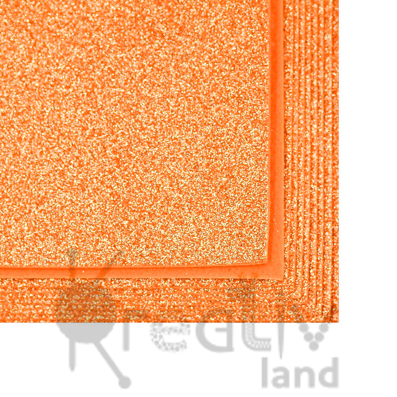 Фетр листовой глиттерный 2мм/ цв.оранжевый 032/ 20х30см/ 10листов в уп./ фас.1уп.