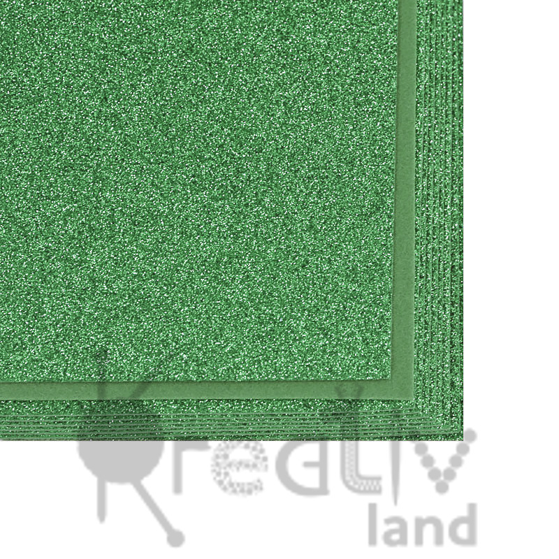 Фетр листовой глиттерный 2мм/ цв.зелены 026/ 20х30см/ 10листов в уп./ фас.1уп.