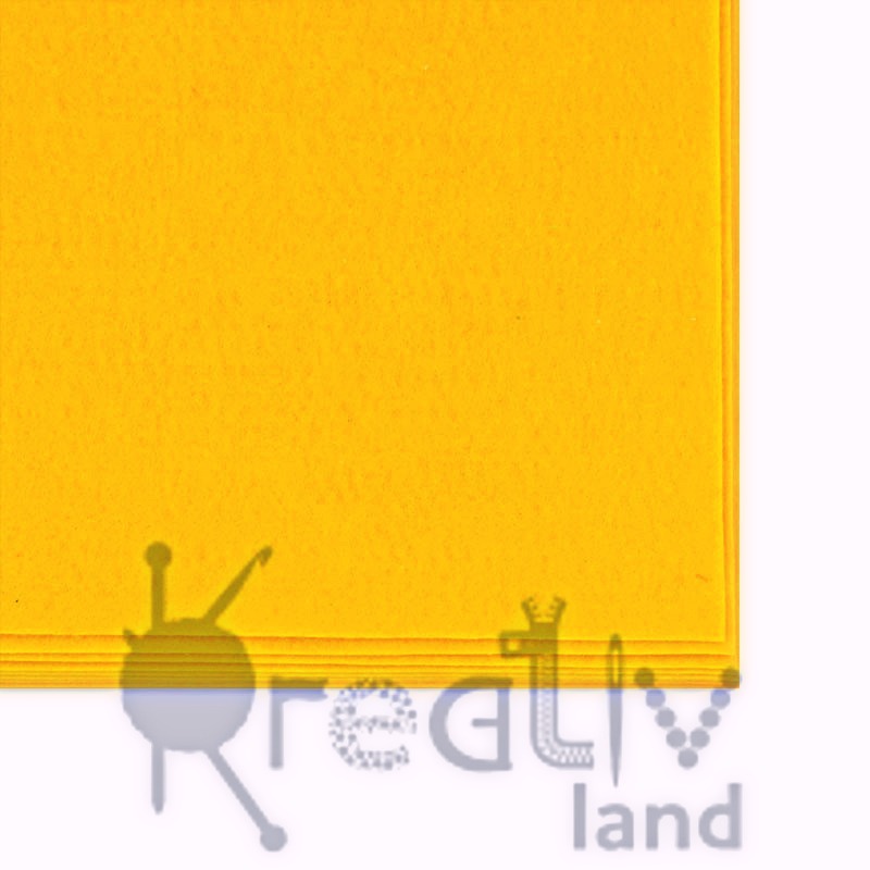 Фетр листовой мягкий 1мм/ цв.желтый/ размер 20х30см/ арт.1603/ уп.10шт/ фас.1 уп.