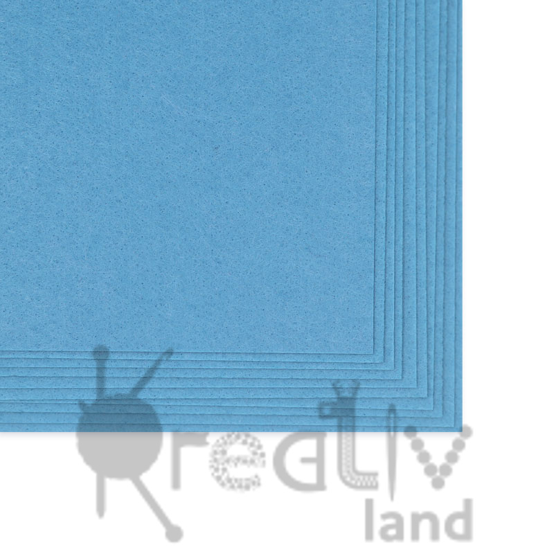 Фетр листовой жесткий 2 мм, цв. синий-голубой A-37, 20х30 см, 10 листов, фасовка 1 упаковка.