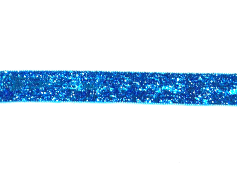 Лента бархатная с люрексом/ 15мм/ цв.голубой/ дл.22,8см/ фас.1рул.