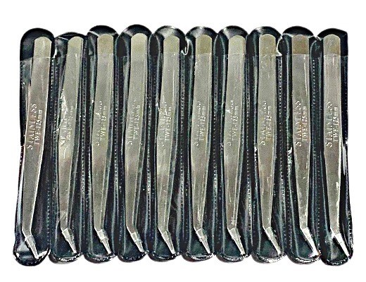 Пинцеты загнутые металлические в черном чехле/ 12,5см/ уп.10шт/ фас.1уп.