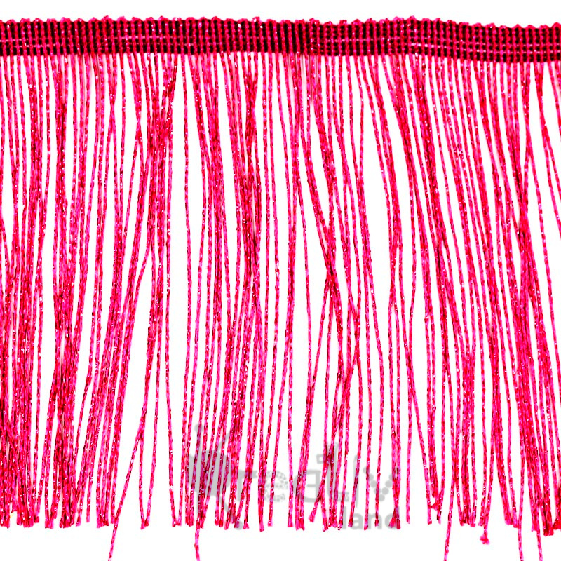 Бахрома с люрексом цв.темно-розовый/ шир.15см/ дл.9,1м/ фас.1рул