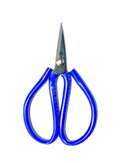 Ножницы для резки кожи и плотной ткани с синими ручками/ металл/ арт.№104/ 15см/ фас.1шт.