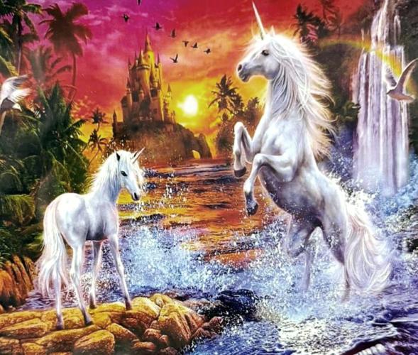 Алмазная мозаика/ подрамник/ полная выкладка/ 50х65 см/ арт.AGK74212 ЕДИНОРОГИ