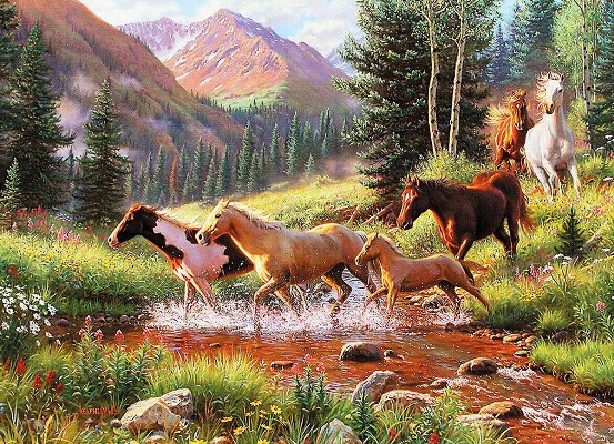 Алмазная мозаика/ подрамник/ полная выкладка/ 50х65 см/ арт.AGK74955 КОНИ