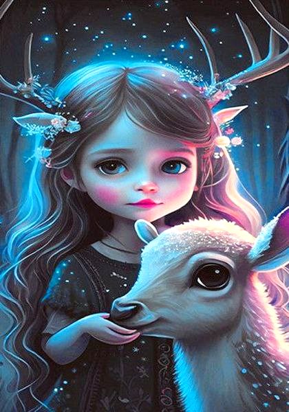 Алмазная живопись/ подрамник/ полная выкладка/ 20х30 см/ арт.AK2030075 ЛЕСНАЯ ФЕЯ
