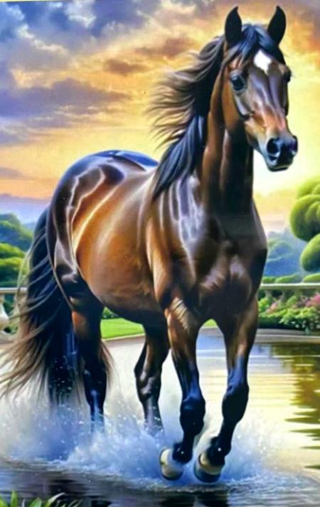 Алмазная живопись/ подрамник/ полная выкладка/ 20х30 см/ арт.AK2030214 ЛОШАДЬ title=