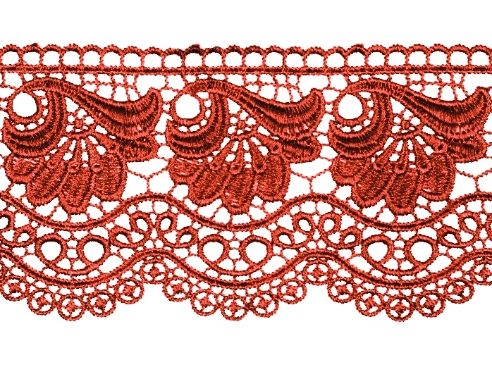 Кружево гипюр Колокольчик/ цв.красный/ ш.90мм/ 9,1м/ фас.1уп.