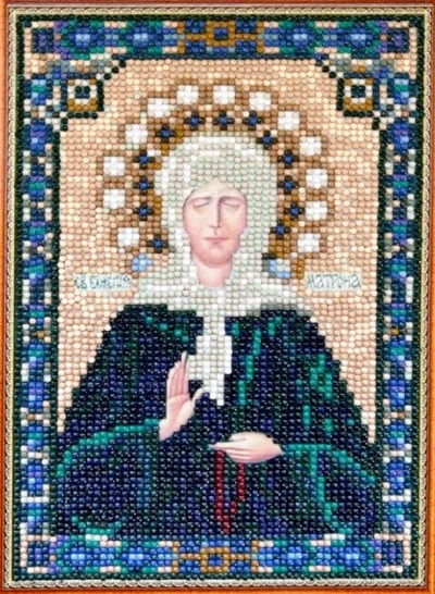Алмазная мозаика/ подрамник/ частичная выкладка/ 20х30 см/ арт.Q025 Икона Святой Матроны