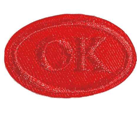 Аппликация термоклеевая комплект эмблем ОК / 5х3,5см/ цв.красный/ арт.8219/ фас.100шт