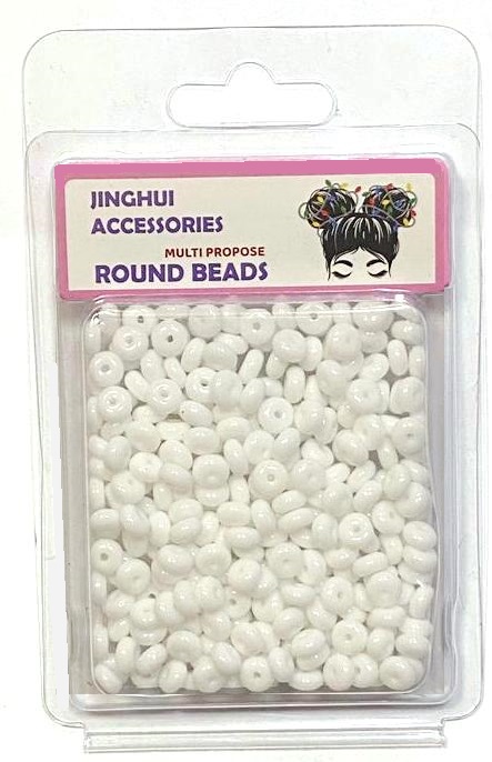 Бисер стеклянный 6х3мм/ цв.белый/ фас.60гр. title=