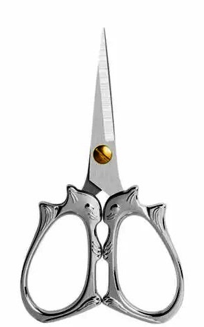 Ножницы для рукоделия декоративные БЕЛОЧКА/ металл/ цв.серебро/ 12см/ фас.1шт title=