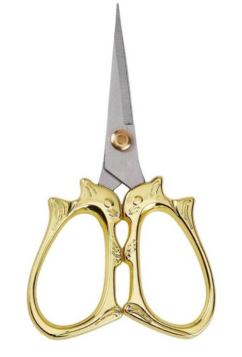 Ножницы для рукоделия декоративные БЕЛОЧКА/ металл/ цв.золото/ 12см/ фас.1шт title=