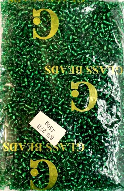 Бисер G крупный 6/0 блестящий/ цв.темно-зеленый 27В/ уп.450г/ фас.1уп.