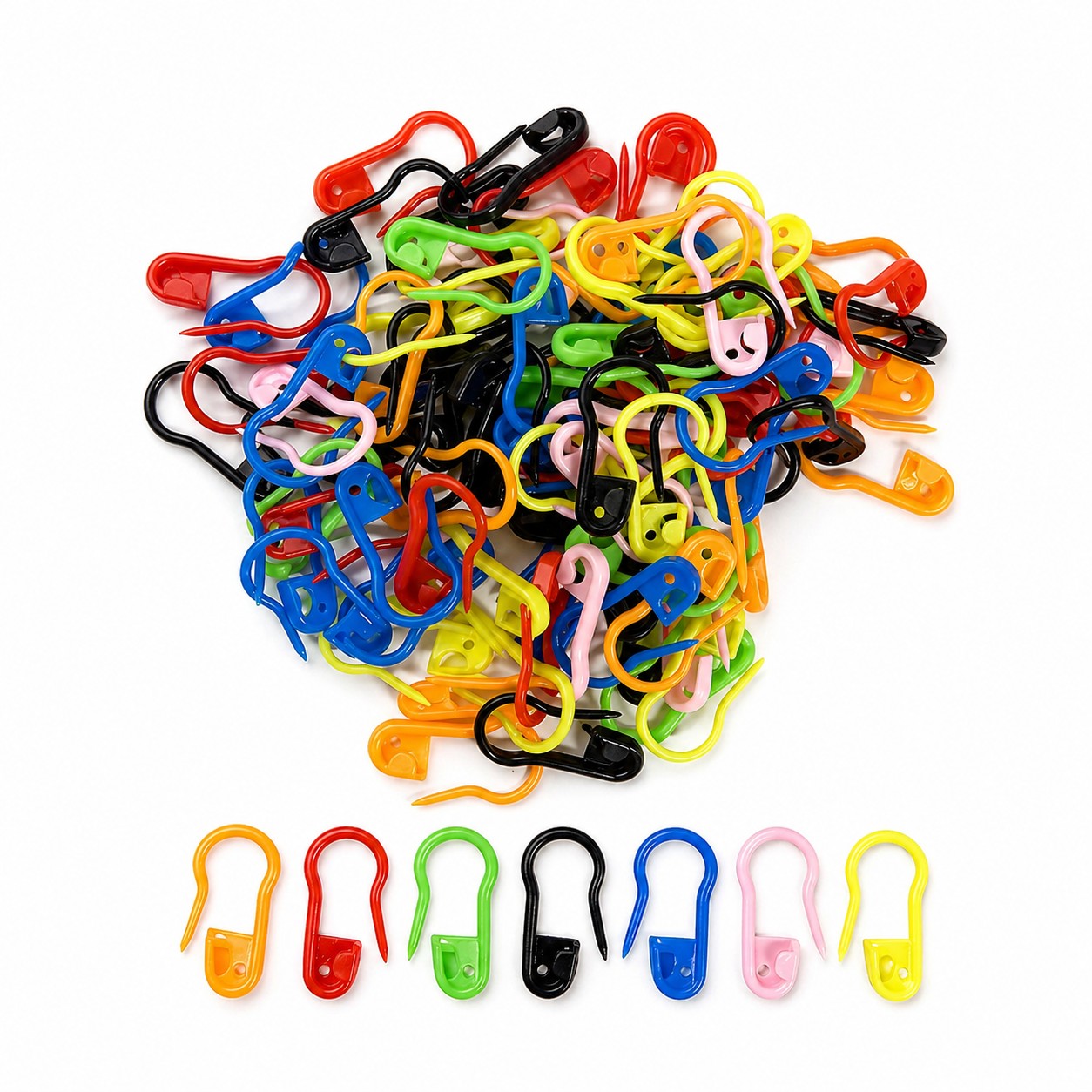 Булавки-маркеры для вязания пластиковые, 23х20 мм, цв. ассорти, уп. 1000 шт. title=