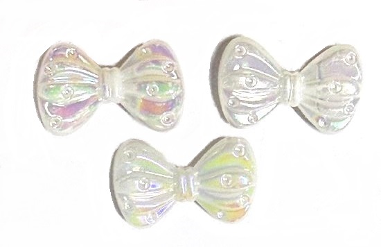 Бусины акриловые БАНТИК/ цв.белый/ размер 2х3см/ уп.500г/ арт.а454-11/ фас.1уп. title=