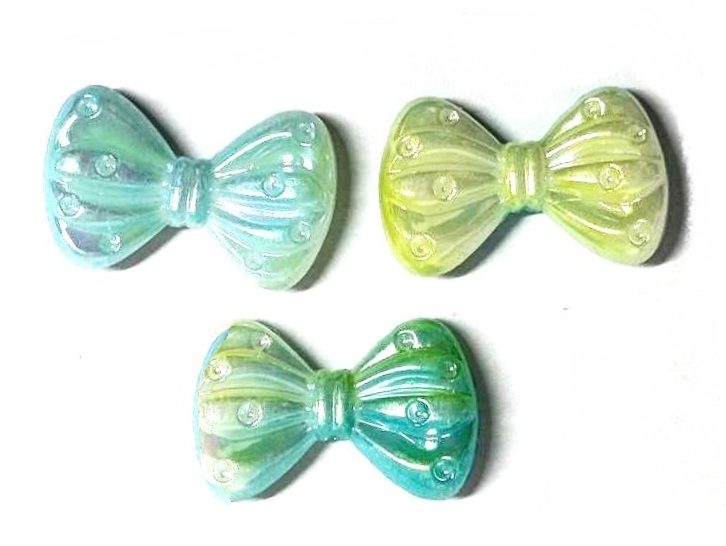 Бусины акриловые БАНТИК/ цв.голубой+желтый/ размер 2х3см/ уп.500г/ арт.а454-6/ фас.1уп.