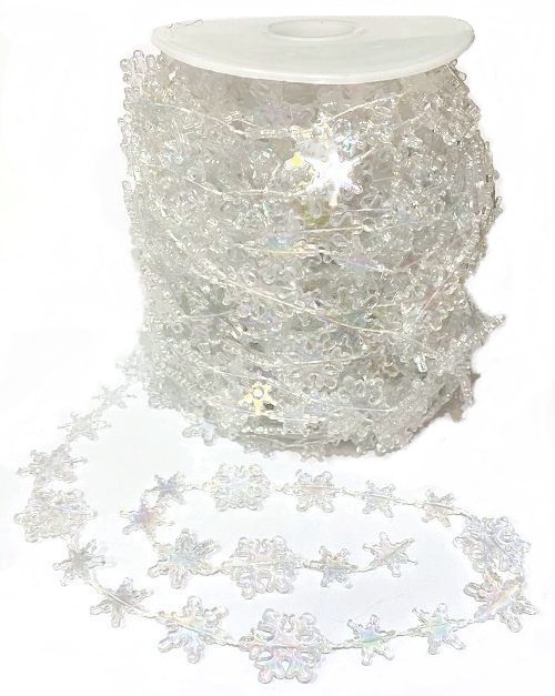 Бусины на бобине СНЕЖИНКИ/ цв.прозрачный AB/ 19м/ арт.BUC PP 59006AB/ фас.1рул. title=