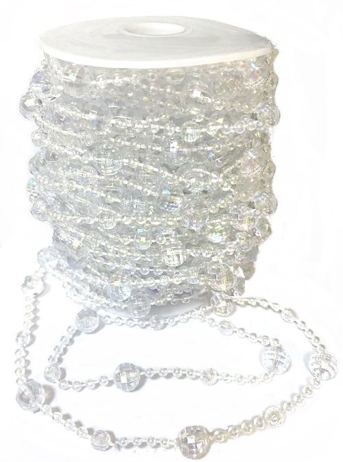 Бусины на бобине РАЗНОРАЗМЕРНЫЕ/ 12мм/ цв.прозрачный AB/ 20м/ арт.BUC PP-59007 AB/ фас.1рул.