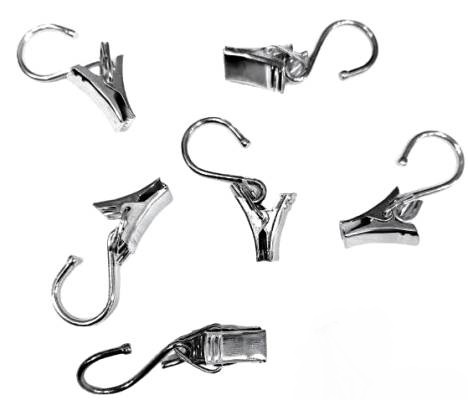 Крючок-зажим для штор металлический/ цв.серебро/ арт.CLJ-02855/ 20мм/ уп.100шт/ фас.1уп