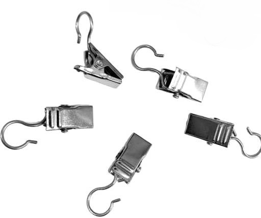 Крючок - зажим для штор металлический/ цв.серебро/ арт.CLJ-95500/ 20мм/ уп.100шт/ фас.1уп