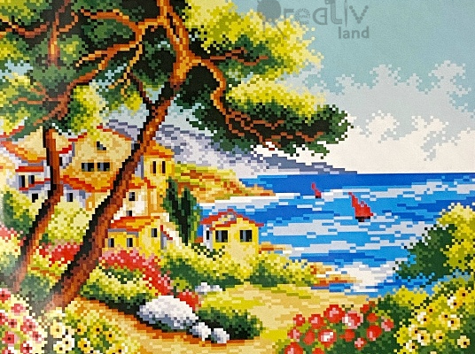 Набор для полного или частичного вышивания крестом 30х40/ арт.DA015/ У МОРЯ