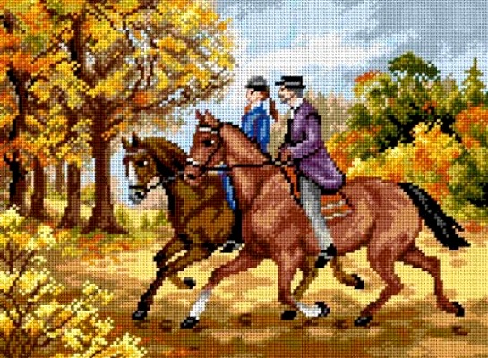 Набор для полного или частичного вышивания крестом 30х40/ арт.DA032 КОННАЯ ПРОГУЛКА