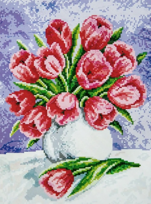 Набор для полного или частичного вышивания крестом 30х40/ арт.DA002 ТЮЛЬПАНЫ