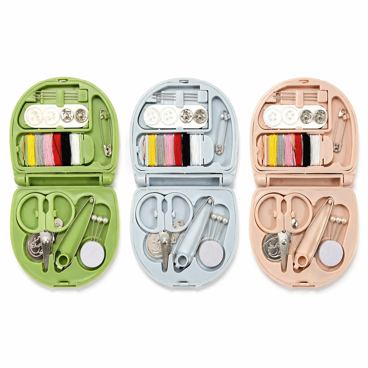 Швейный набор для шитья в боксе мини, 15 предметов, форма полукруг, арт. dn022 title=