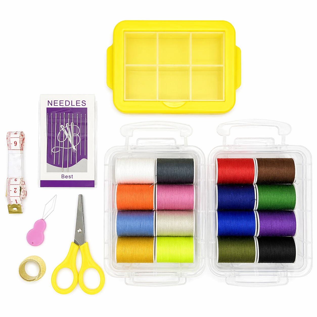 Швейный дорожный набор в двухъярусном боксе, арт. dn027 title=