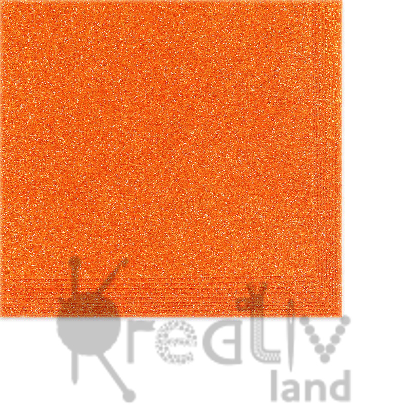 Фоамиран в листах глиттерный размер 20х30см толщ. 2мм цв.003 оранжевый, уп.10 листов/ фас.1 уп.