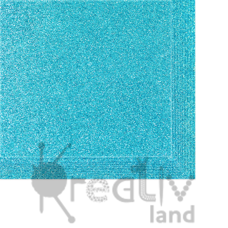 Фоамиран в листах глиттерный размер 20х30см толщ. 2мм цв.010 голубой, уп.10 листов/ фас.1 уп.