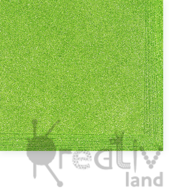 Фоамиран в листах глиттерный размер 20х30см толщ. 2мм цв.012 бледно-зеленый, уп.10 листов/ фас.1 уп.