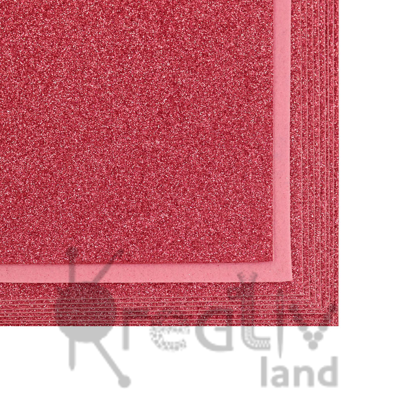 Фетр листовой глиттерный 2мм/ цв.красно-розовый 017/ 20х30см/ 10листов в уп./ фас.1уп.