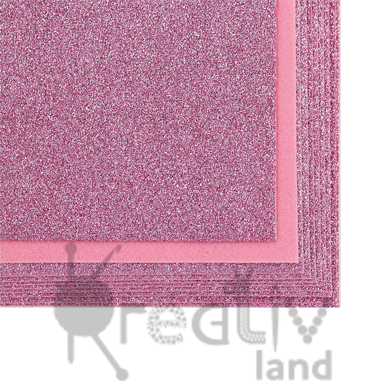 Фетр листовой глиттерный 2мм/ цв.розовый 018/ 20х30см/ 10листов в уп./ фас.1уп.