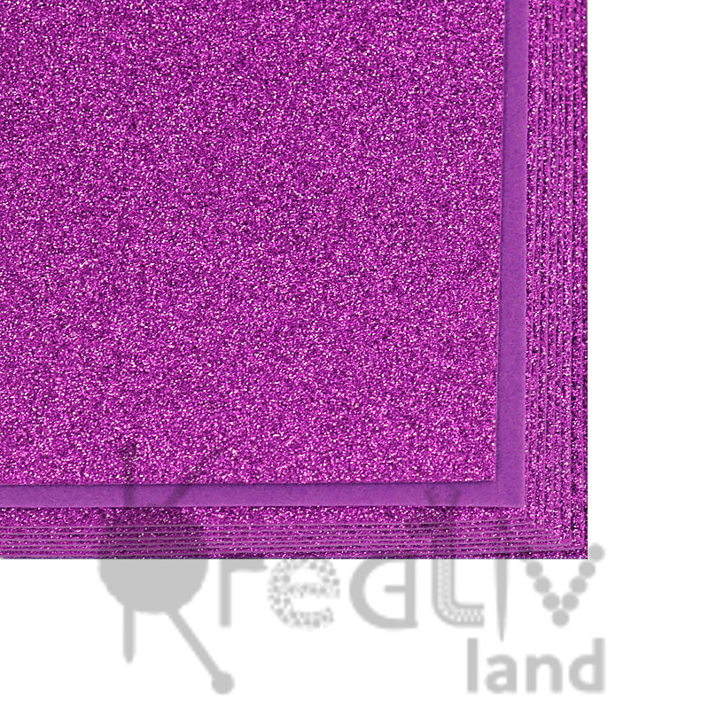 Фетр листовой глиттерный 2мм/ цв.фиолетовый 019/ 20х30см/ 10листов в уп./ фас.1уп.