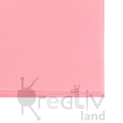 Фетр листовой мягкий 1,5мм/ цв.розовый/ размер 20х30см/ арт.1633/ уп.10шт/ фас.1 уп.