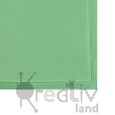 Фетр листовой мягкий 1,5мм/ цв.бледно-зеленый/ размер 20х30см/ арт.1656/ уп.10шт/ фас.1 уп.