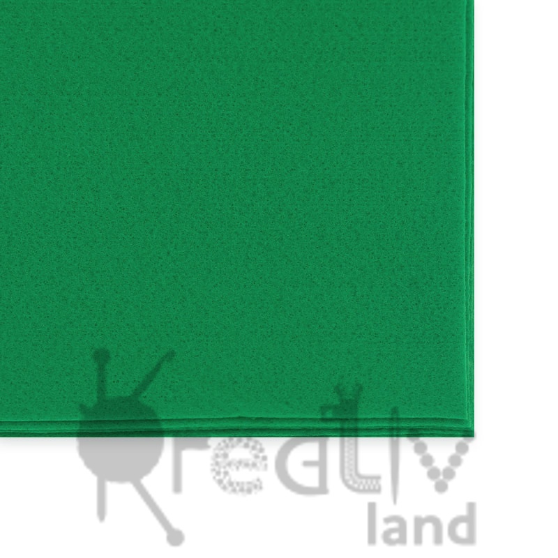 Фетр листовой мягкий 1,5мм/ цв.зеленый/ размер 20х30см/ арт.1630/ уп.10шт/ фас.1 уп.