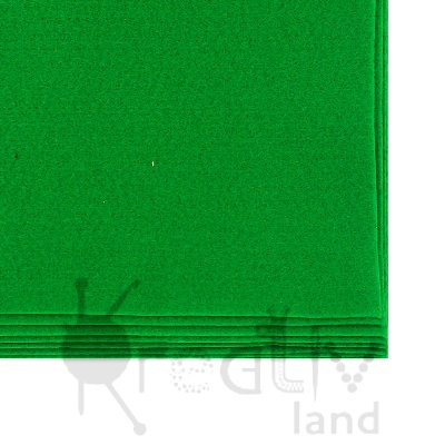 Фетр листовой мягкий 1мм/ цв.зелёный/ размер 20х30см/ арт.1629/ уп.10шт/ фас.1 уп.