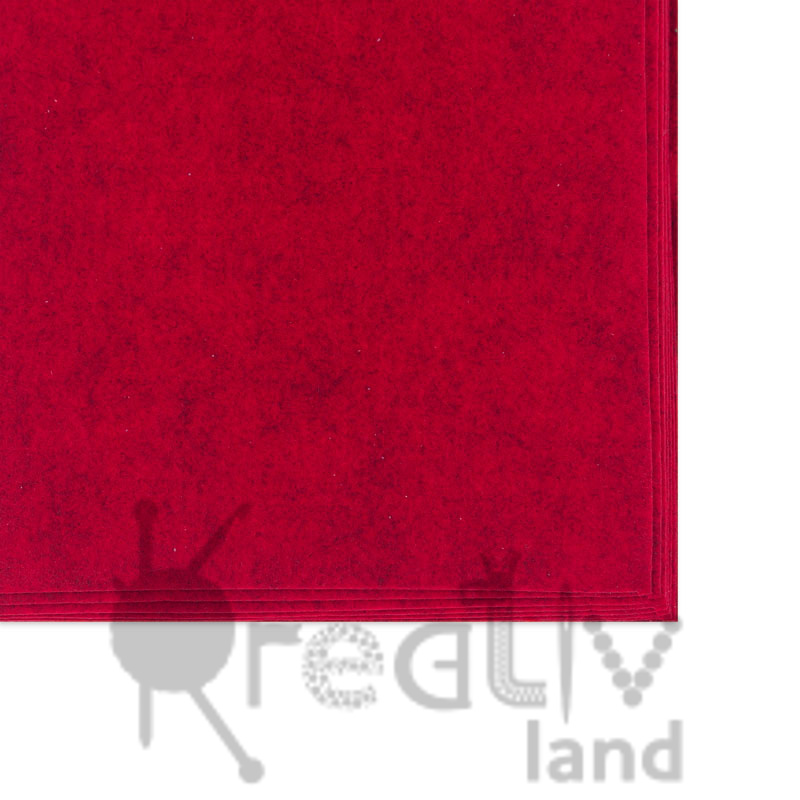 Фетр листовой мягкий 1,5мм/ цв.темно-красный/ размер 20х30см/ арт.1648/ уп.10шт/ фас.1 уп.