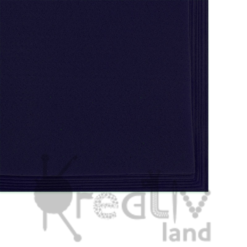 Фетр листовой мягкий 1,5мм/ цв.темно-синий/ размер 20х30см/ арт.1624/ уп.10шт/ фас.1 уп.
