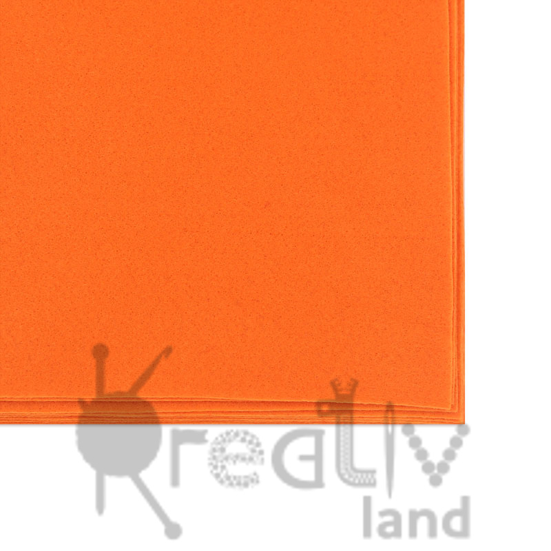 Фетр листовой мягкий 1,5мм/ цв.оранжевый/ размер 20х30см/ арт.1636/ уп.10шт/ фас.1 уп.