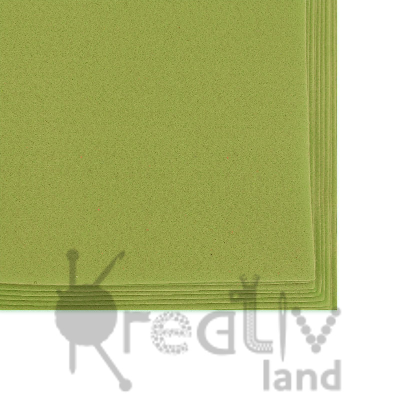 Фетр листовой мягкий 1,5мм/ цв.травяной-зеленый/ размер 20х30см/ уп.10шт/ фас.1 уп.