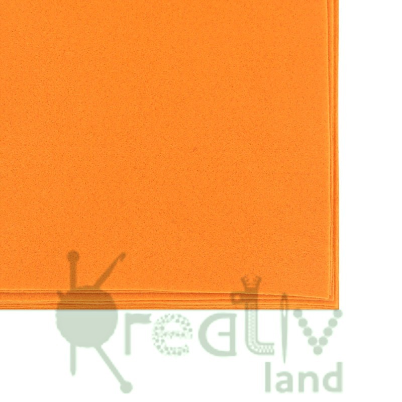 Фетр листовой мягкий 1,5мм/ цв.оранжевый/ размер 20х30см/ арт.1604/ уп.10шт/ фас.1 уп.