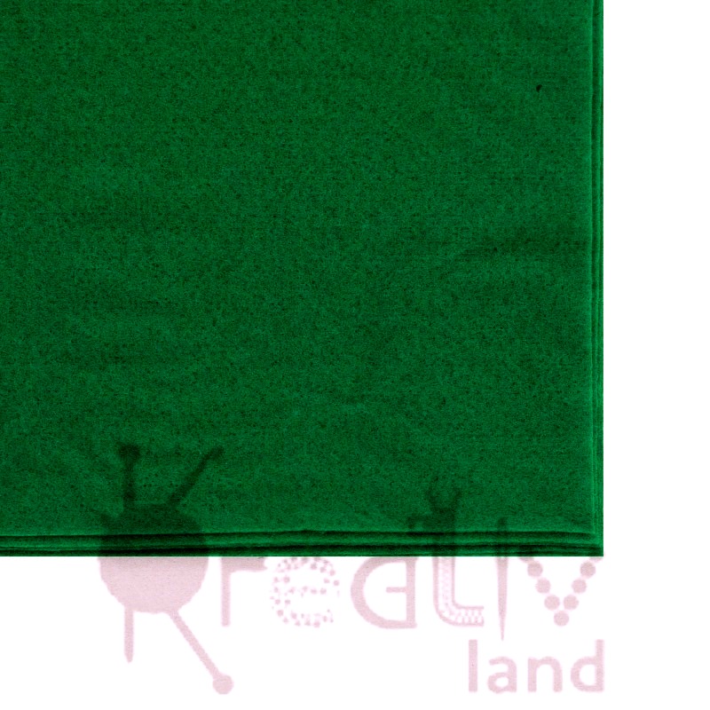 Фетр листовой мягкий 1мм/ цв.зелёный/ размер 20х30см/ арт.1630/ уп.10шт/ фас.1 уп.