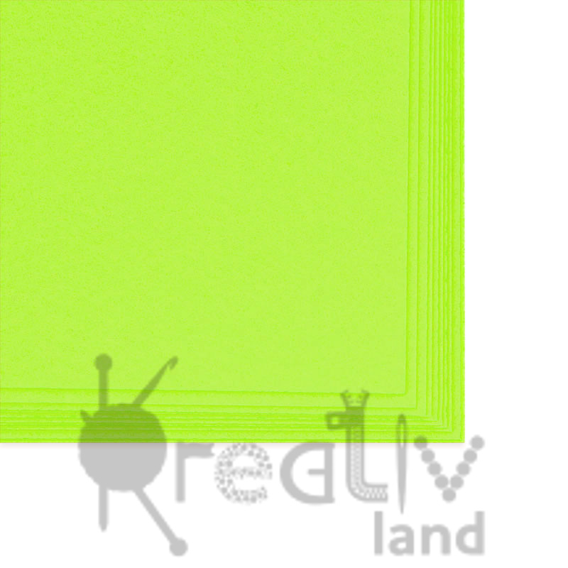 Фетр листовой жесткий 2 мм цв.ярко-зеленый размер 20х30см, 10 листов в уп./ фас.1 уп.