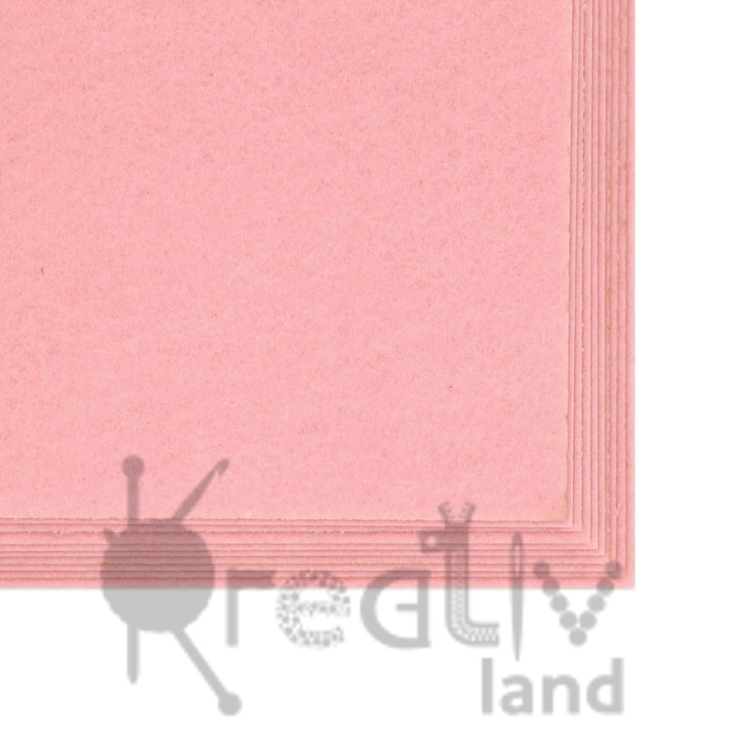 Фетр листовой жесткий 2 мм цв.нежно-розовый размер 20х30см, 10 листов в уп./ фас.1 уп.